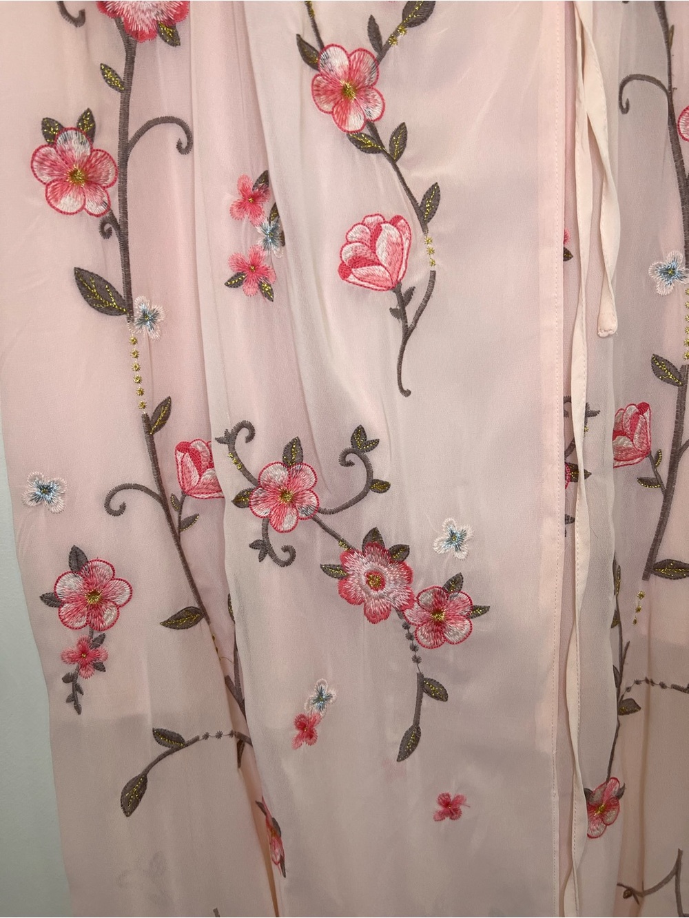 Savanna Jane Peach Floral Embroidered Maxi Wrap Dress - Picture 5 of 12